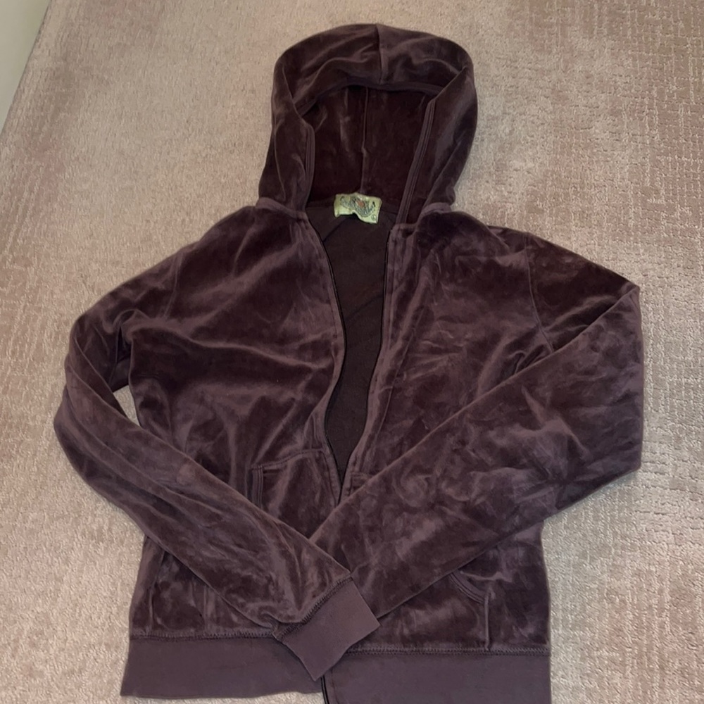this is a brown juicy couture mini zip up. super comfy and cute.